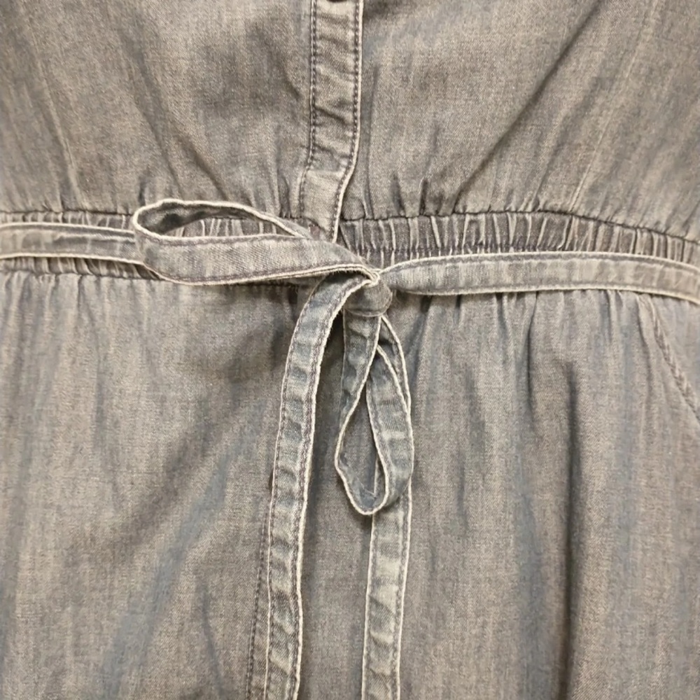 Express Faux Denim Off-Shoulder Ruffle Dress - Picture 3 of 12